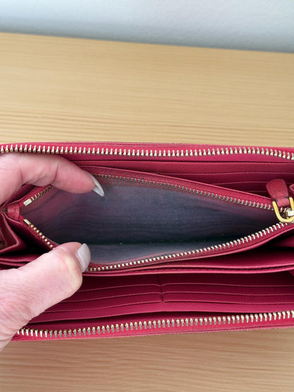 Prada Saffiano Long Zip Around Peonia