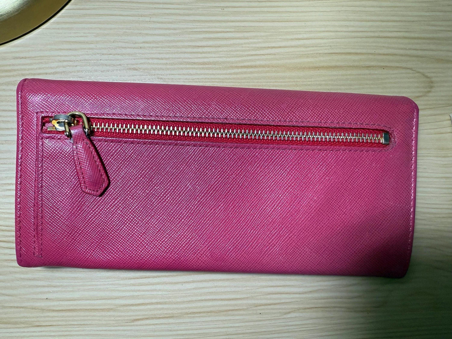 Prada Saffiano Leather Continental Pink Peonia Bow Wallet