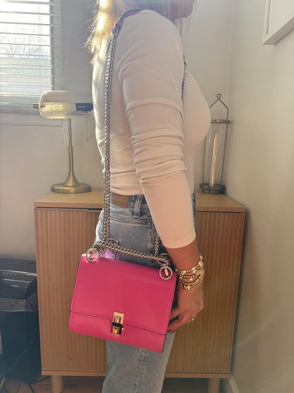 Fendi Kan I Pink Calfskin Leather Bag