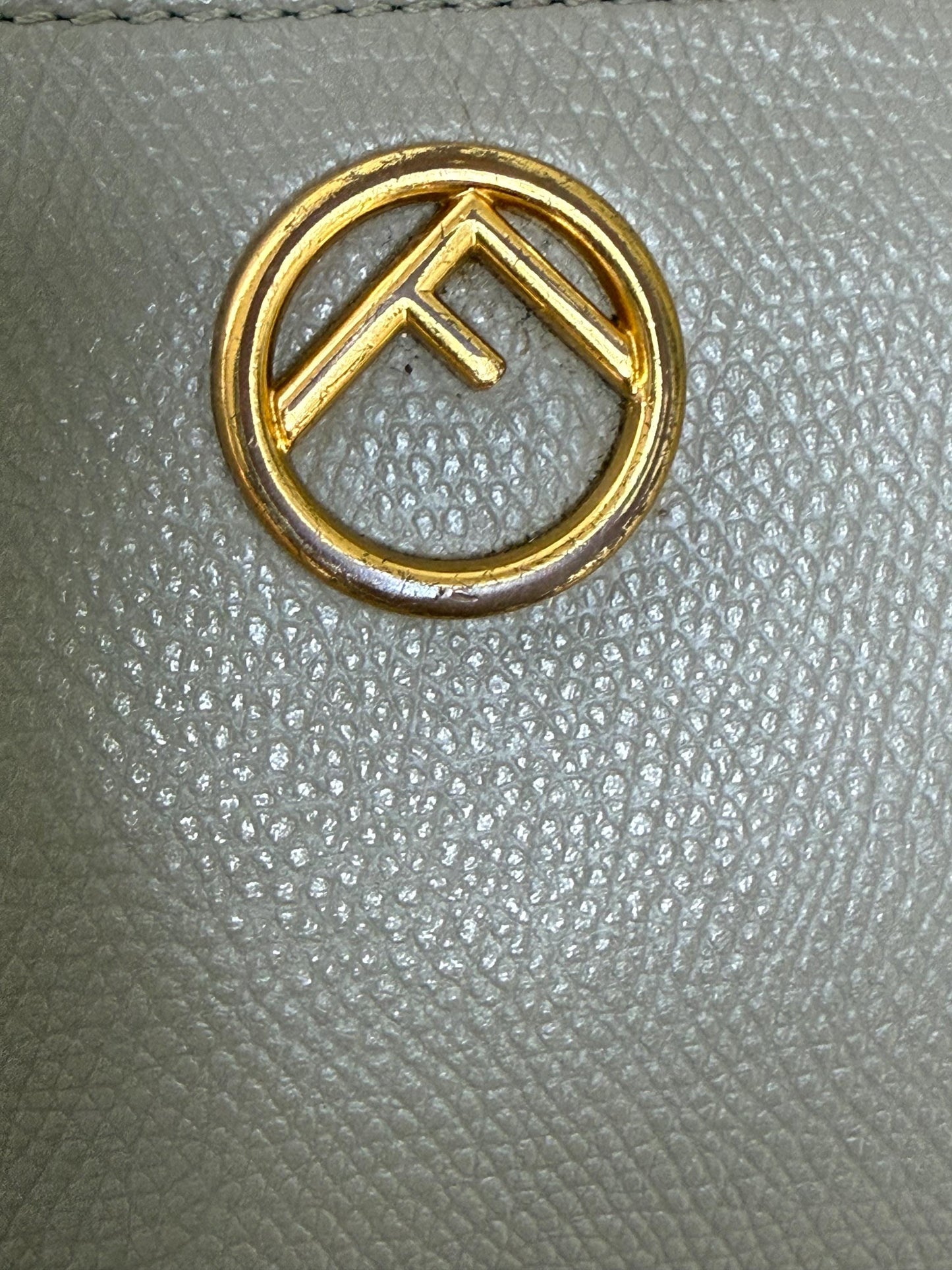 Fendi F Taupe Compact Bifold Leather Wallet