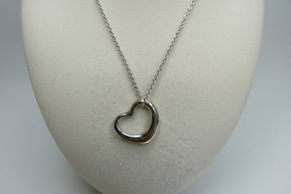 Tiffany Elsa Peretti Sterling Silver Open Heart Necklace