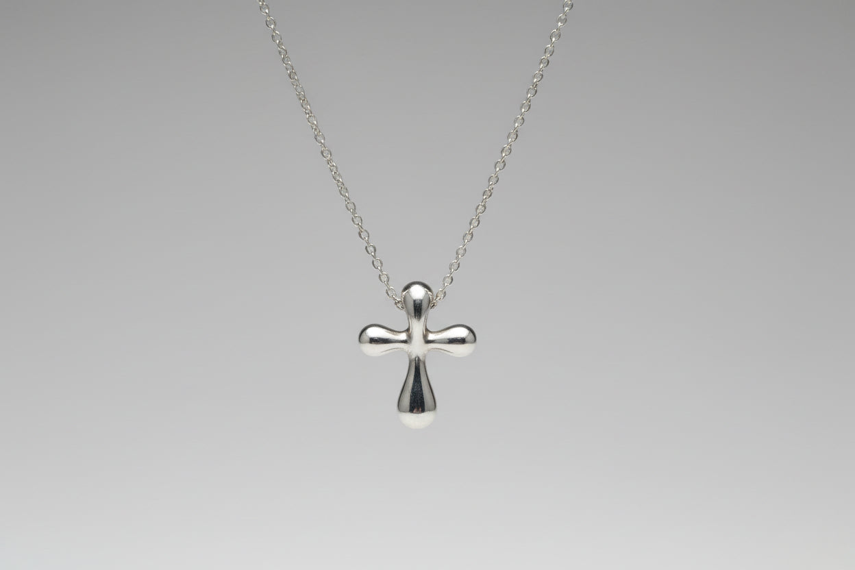 Tiffany Elsa Peretti Sterling Silver Cross Necklace