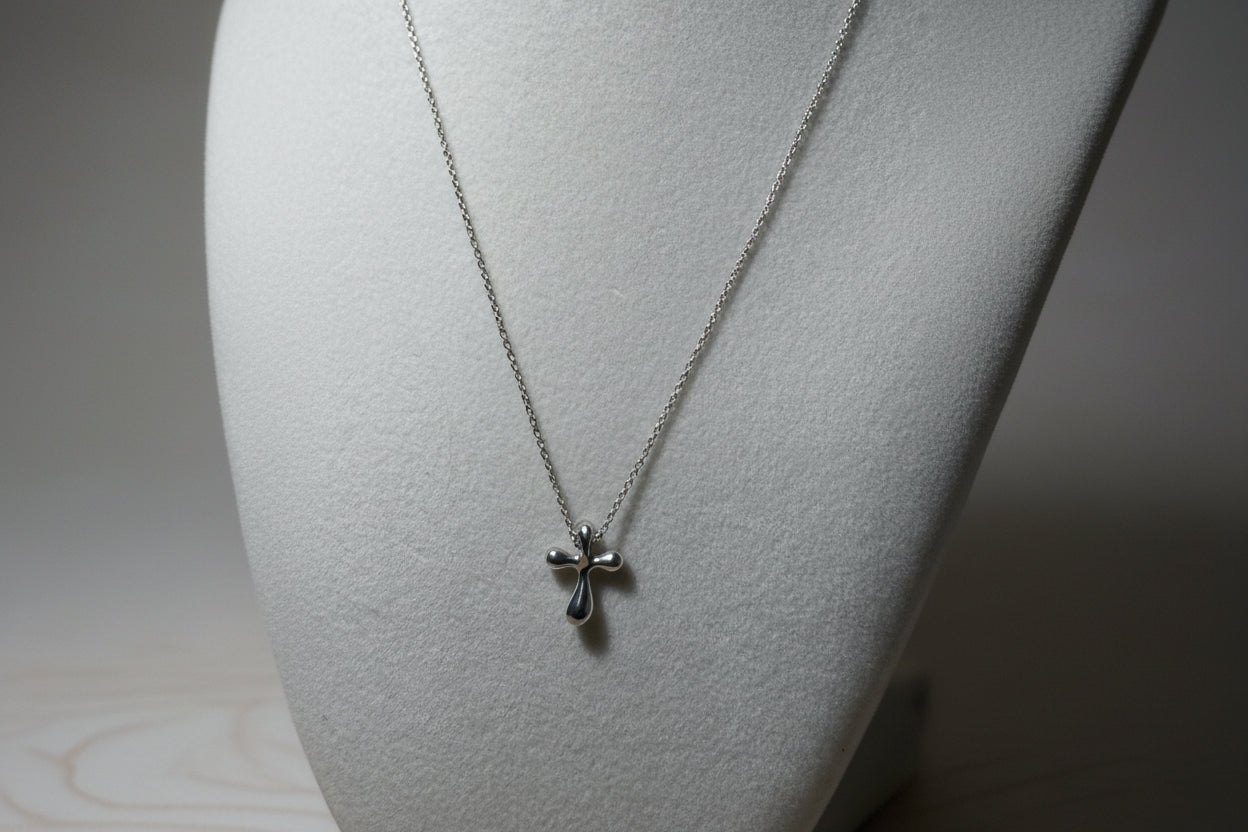 Tiffany Elsa Peretti Sterling Silver Cross Necklace