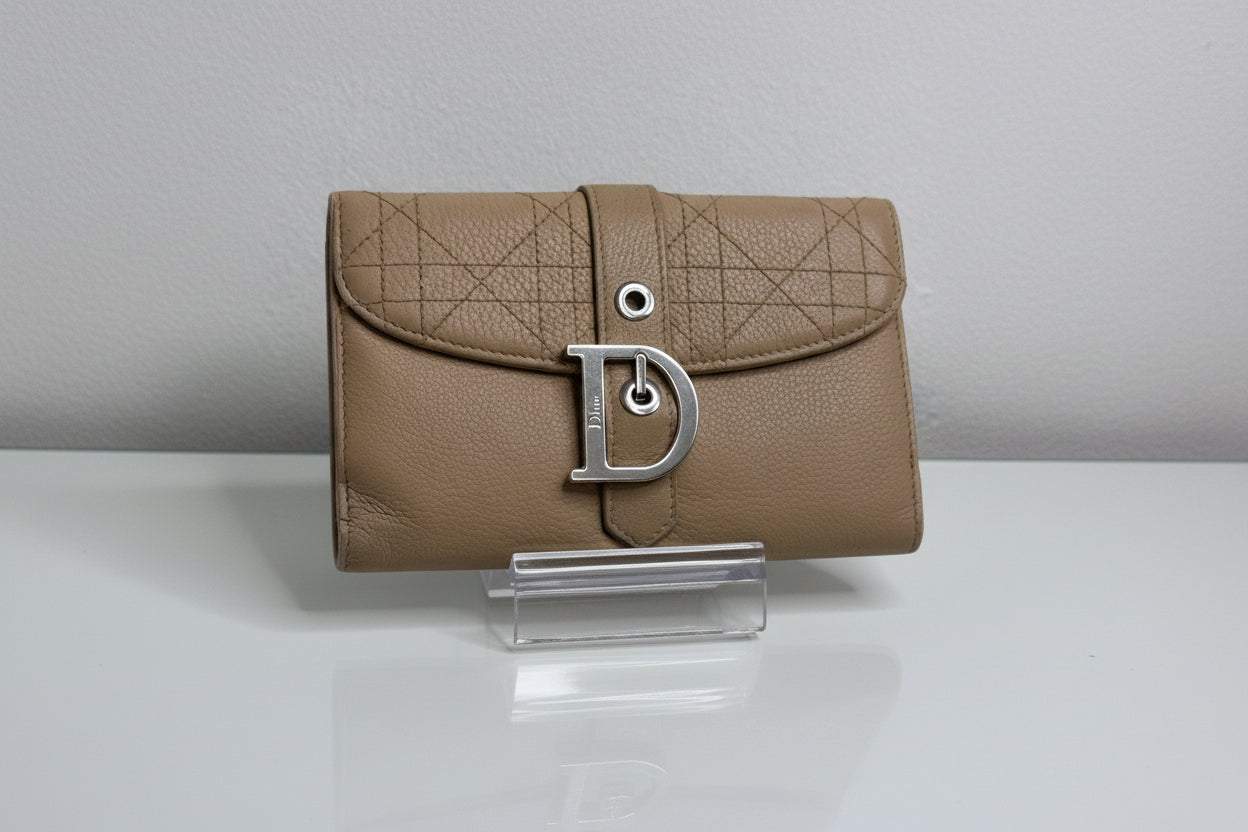 Christian Dior Beige Cannage Leather Wallet