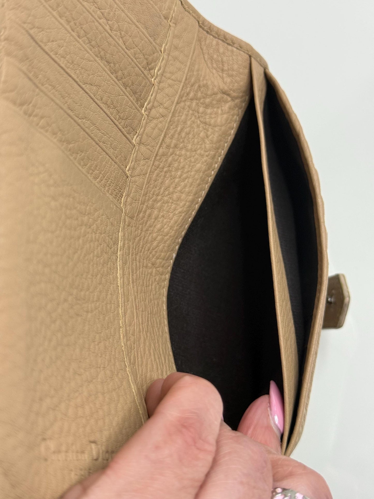 Christian Dior Beige Cannage Leather Wallet