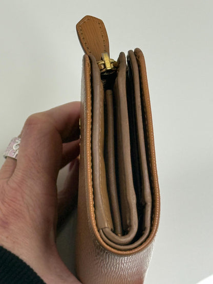 Prada  Saffiano Camel Compact Wallet