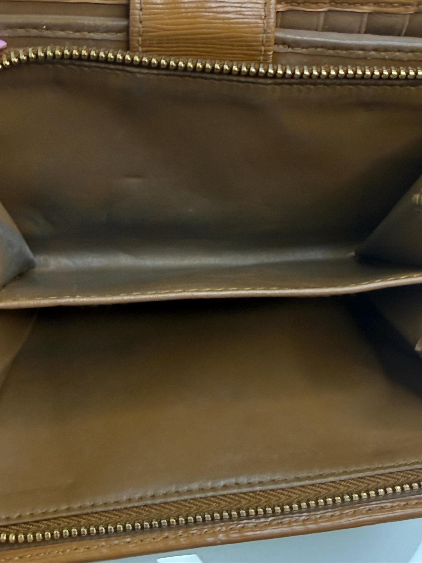 Prada  Saffiano Camel Compact Wallet