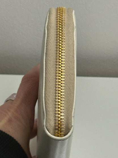 Prada Ivory Saffiano Leather Long Zippy Wallet
