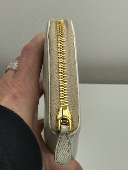 Prada Ivory Saffiano Leather Long Zippy Wallet