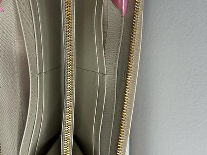 Prada Ivory Saffiano Leather Long Zippy Wallet