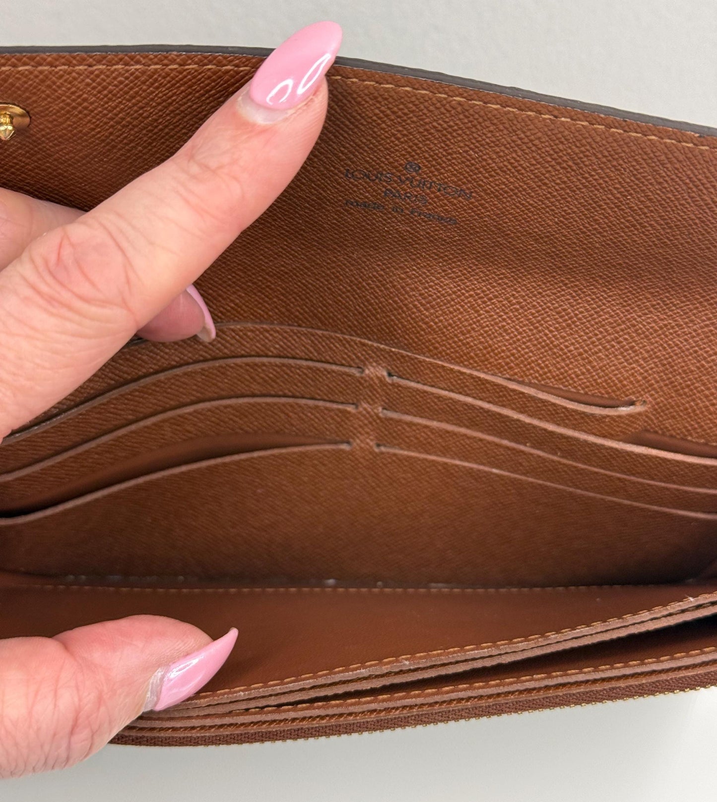 Louis Vuitton  Monogram Accordion Wallet with non branded wristlet chain