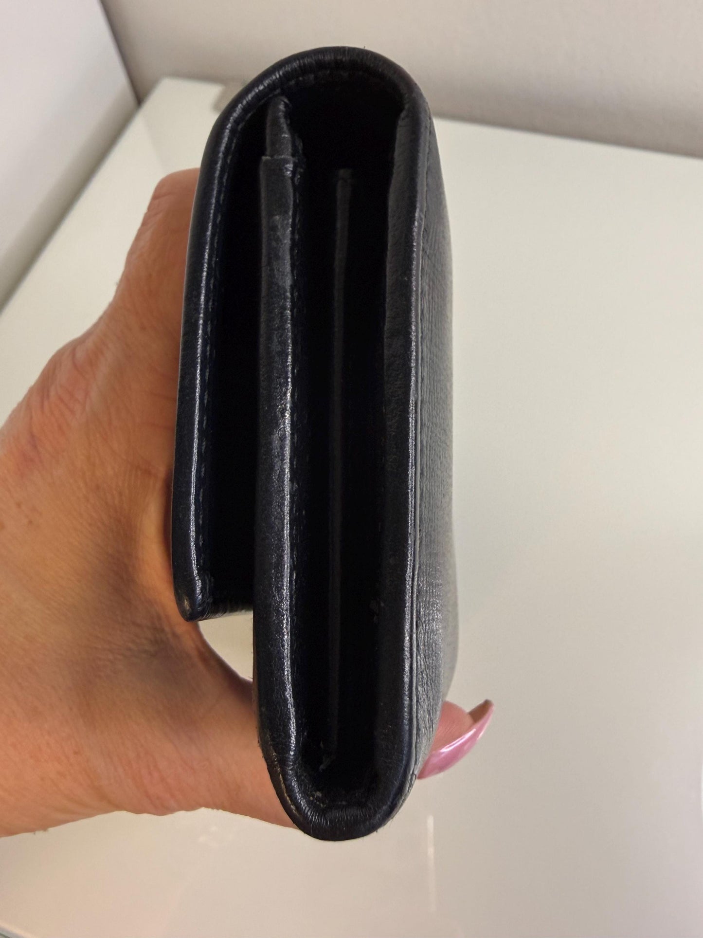 Gucci Long Black Leather Wallet with 2 tone interlocking GG hardware