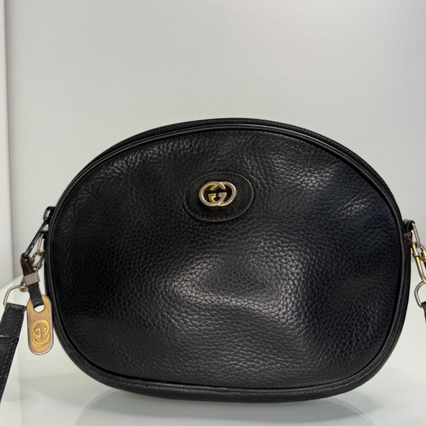Gucci Vintage  Black Leather with Interlocking GG