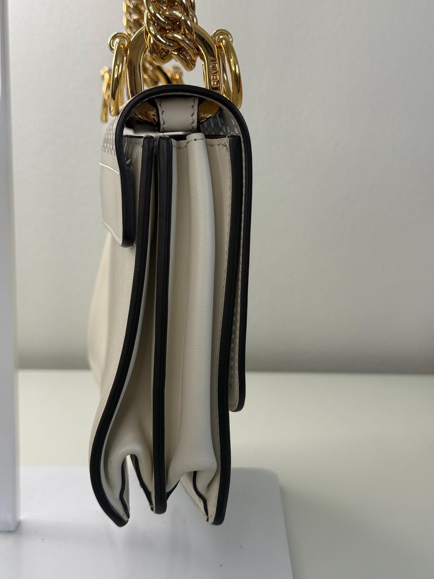Fendi Kan I White Laser Cut Leather Bag