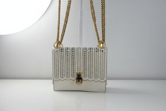 Fendi Kan I White Laser Cut Leather Bag