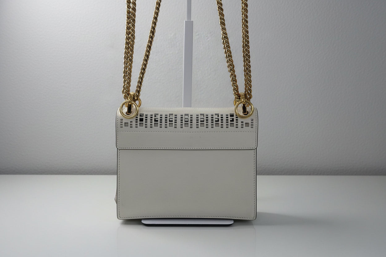 Fendi Kan I White Laser Cut Leather Bag