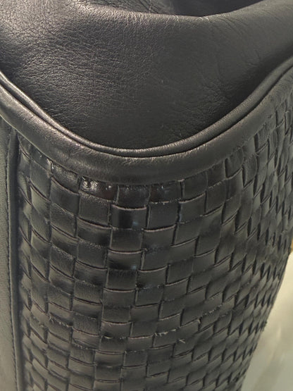 Fendi Vintage Woven Pasta Bag in Black Leather