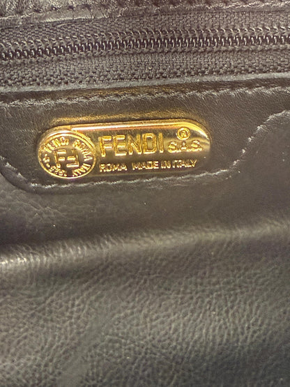 Fendi Vintage Woven Pasta Bag in Black Leather