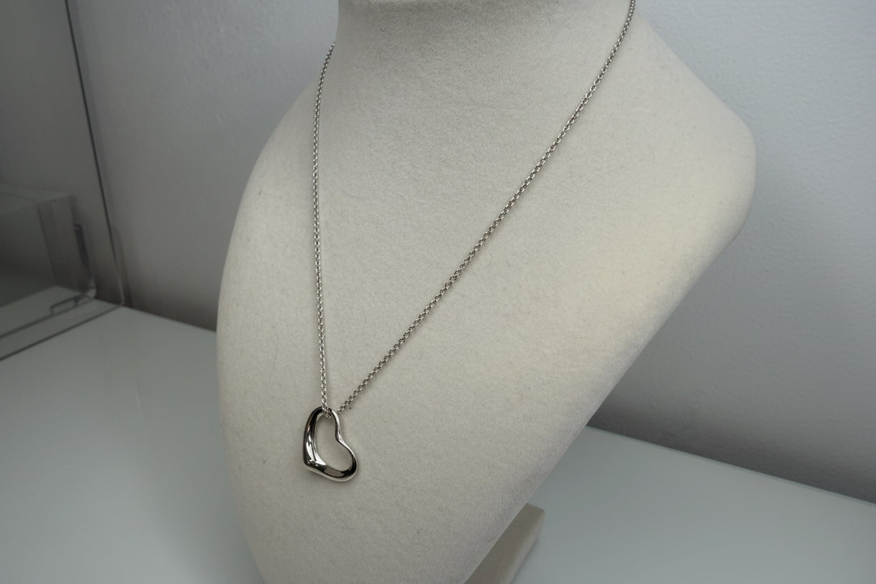 Tiffany Elsa Peretti Sterling Silver Open Heart Necklace