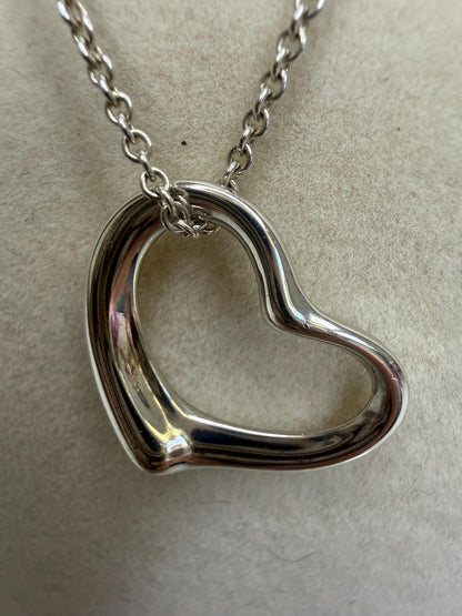 Tiffany Elsa Peretti Sterling Silver Open Heart Necklace