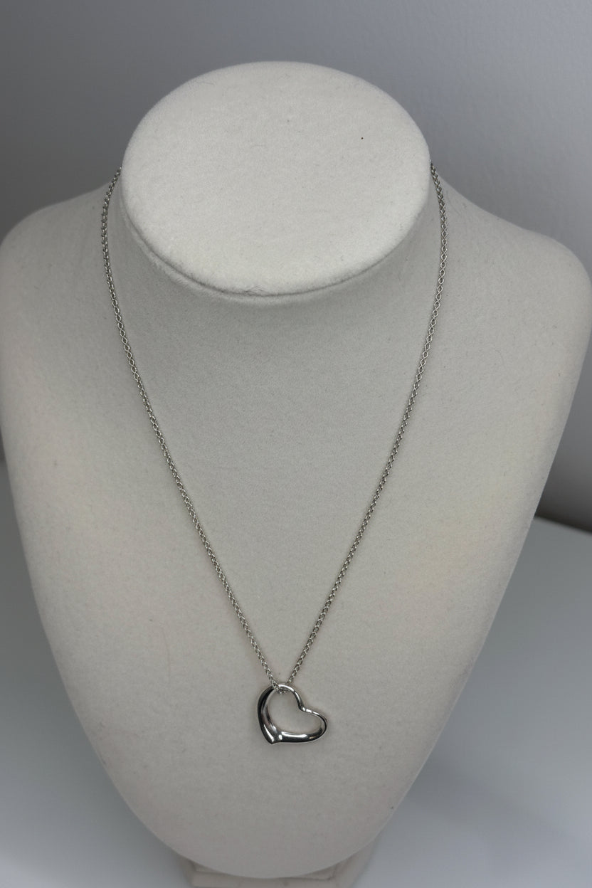 Tiffany Elsa Peretti Sterling Silver Open Heart Necklace