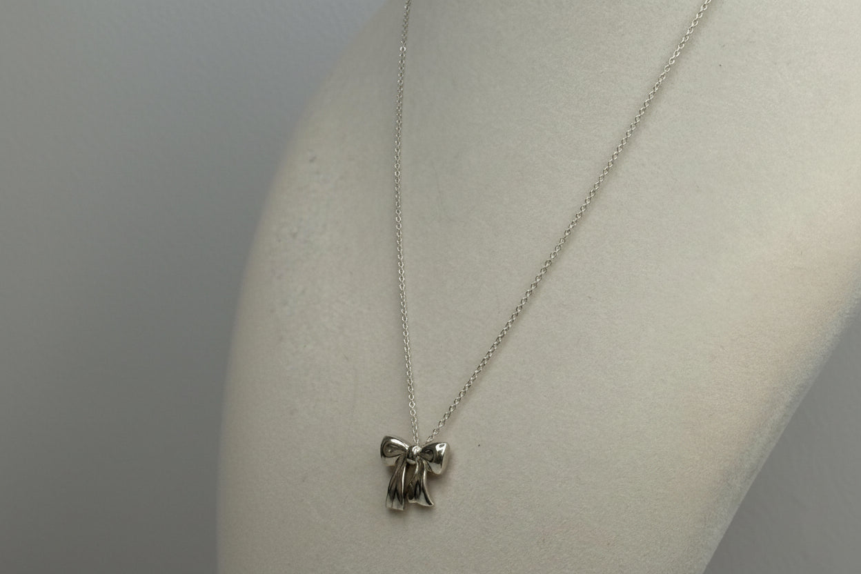 Tiffany Sterling Silver Bow Necklace