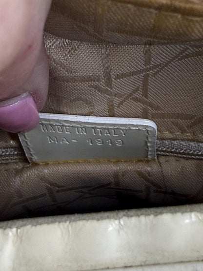 Christian Dior Vintage Lady Dior Large Cream Patent Leather Handbag