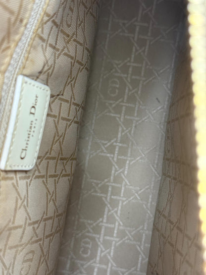 Christian Dior Vintage Lady Dior Large Cream Patent Leather Handbag