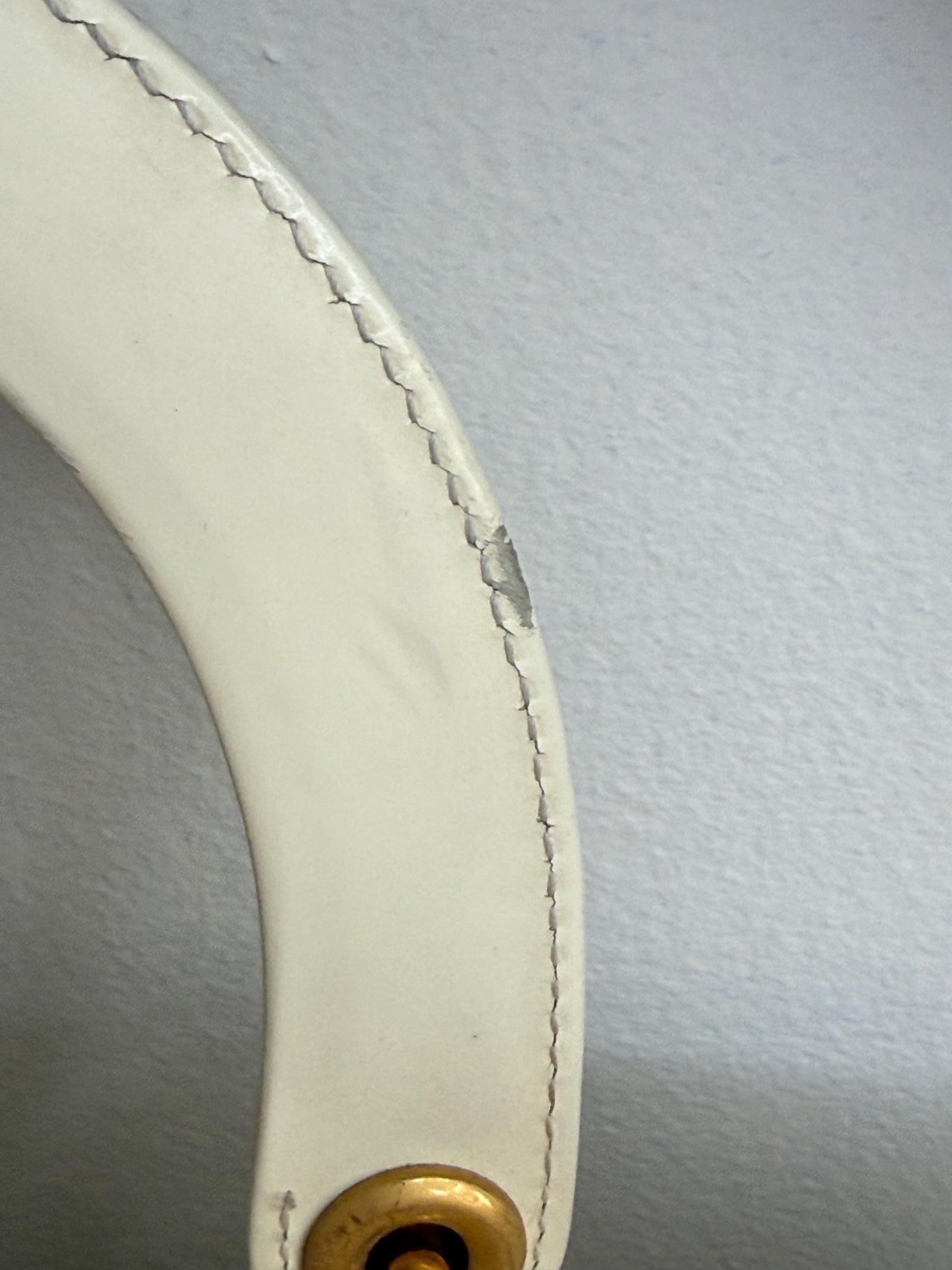 Christian Dior Vintage Lady Dior Large Cream Patent Leather Handbag