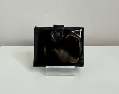 Chanel Vintage Black CC Compact Patent Leather with Kiss Lock Wallet