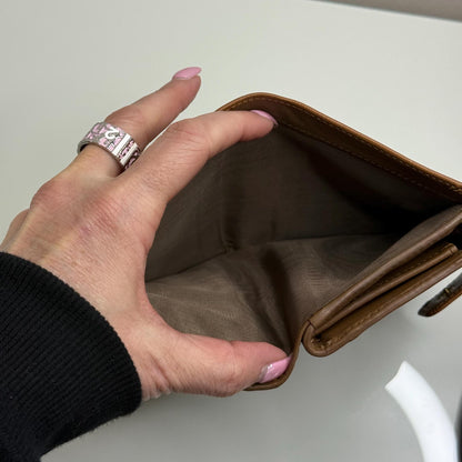 Prada  Saffiano Camel Compact Wallet