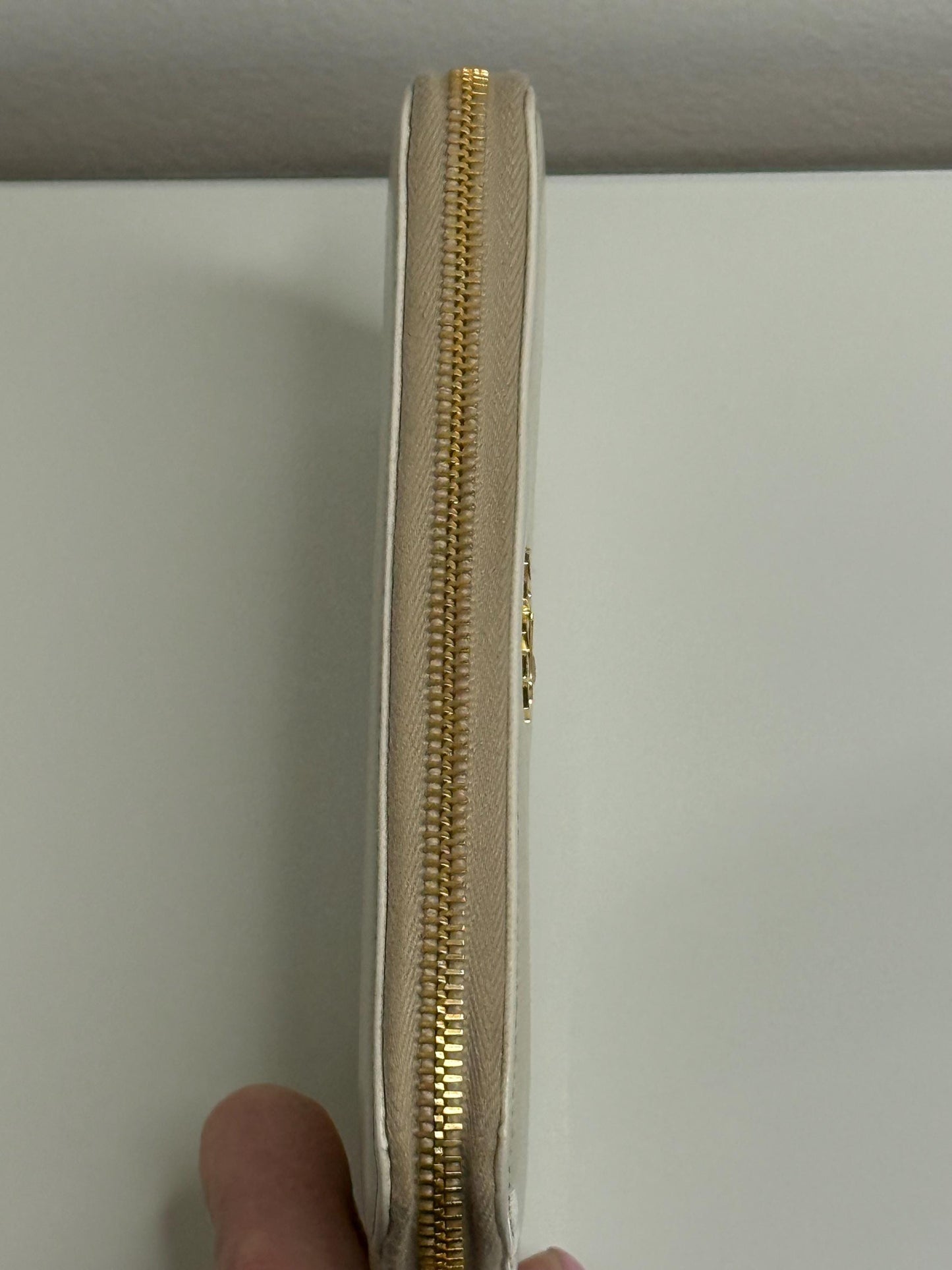 Prada Ivory Saffiano Leather Long Zippy Wallet