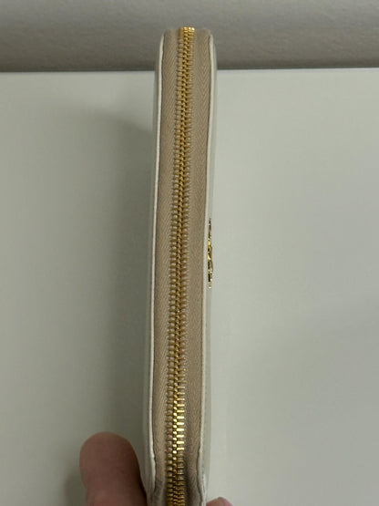 Prada Ivory Saffiano Leather Long Zippy Wallet