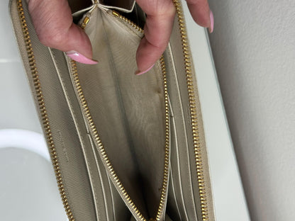 Prada Ivory Saffiano Leather Long Zippy Wallet