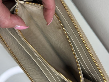 Prada Ivory Saffiano Leather Long Zippy Wallet