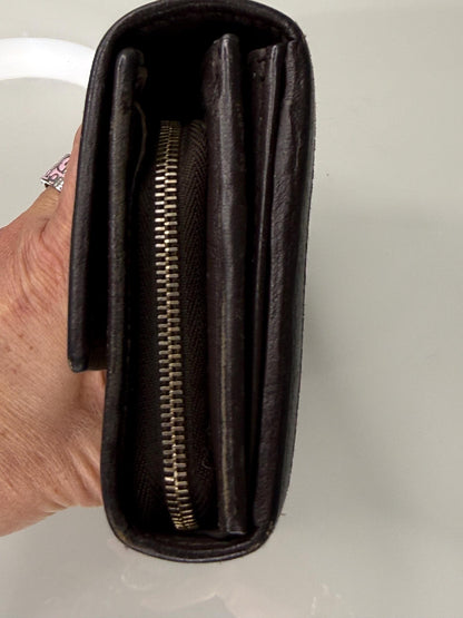 Gucci GG Canvas Beige and Brown Leather Trim Interlocking Wallet