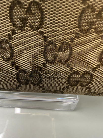 Gucci GG Canvas Beige and Brown Leather Trim Interlocking Wallet