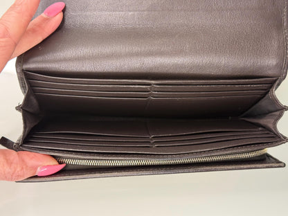 Gucci GG Canvas Beige and Brown Leather Trim Interlocking Wallet