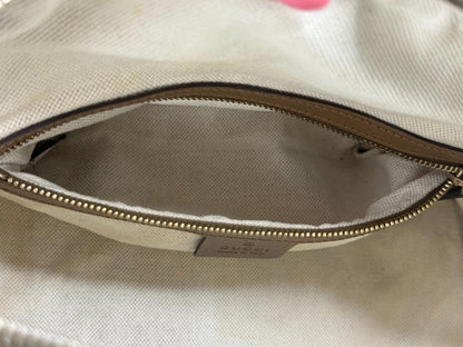 Gucci Vintage GG Canvas Joy Small Boston Bag with Pink and Brown Web Stripe