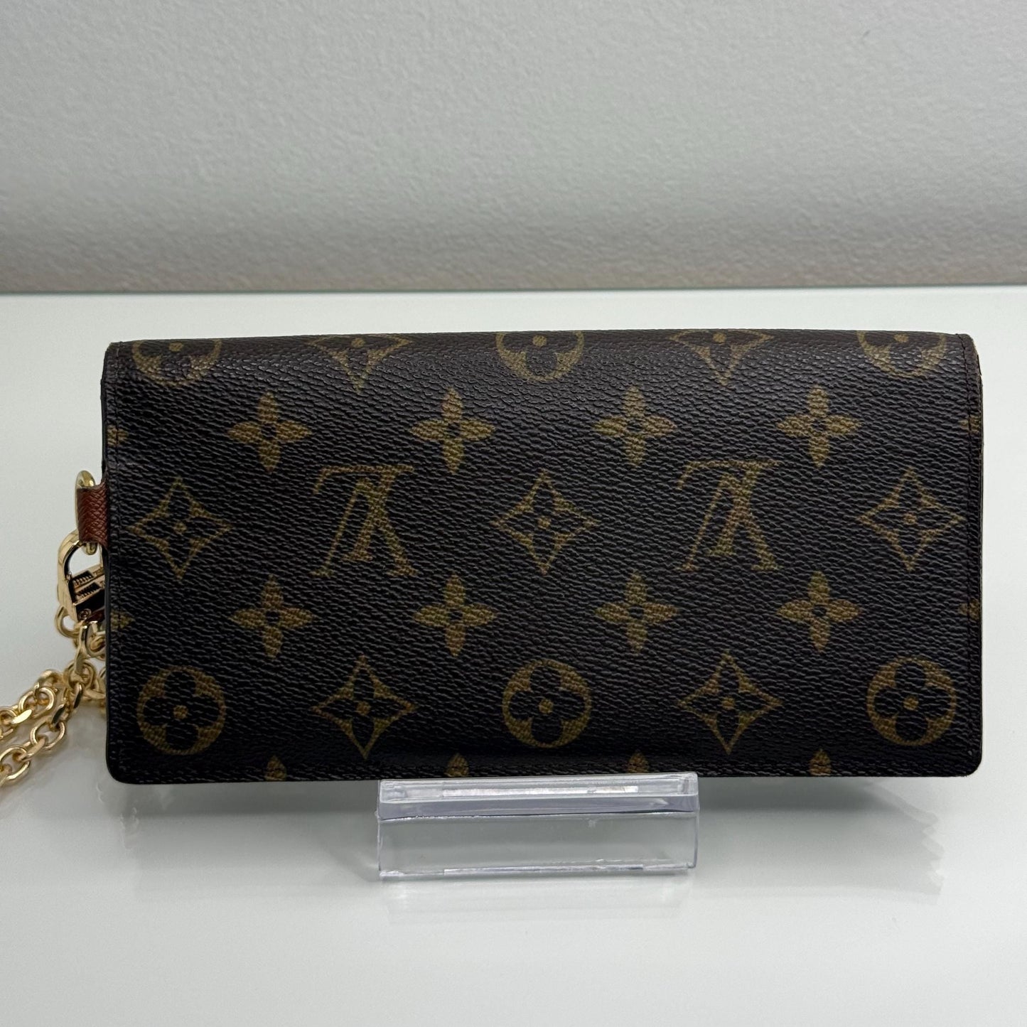 Louis Vuitton  Monogram Accordion Wallet with non branded wristlet chain