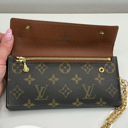 Louis Vuitton  Monogram Accordion Wallet with non branded wristlet chain