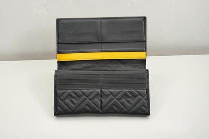 Fendi Black Forever Fendi Continental Wallet Calfskin with Embossed Logo