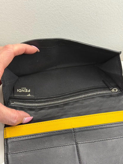 Fendi Black Forever Fendi Continental Wallet Calfskin with Embossed Logo