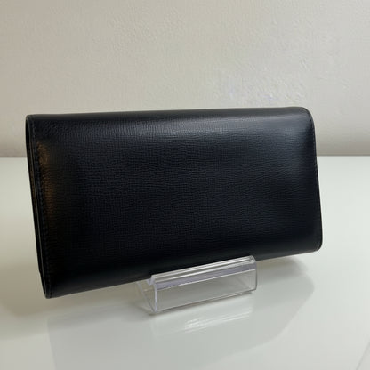 Gucci Long Black Leather Wallet with 2 tone interlocking GG hardware