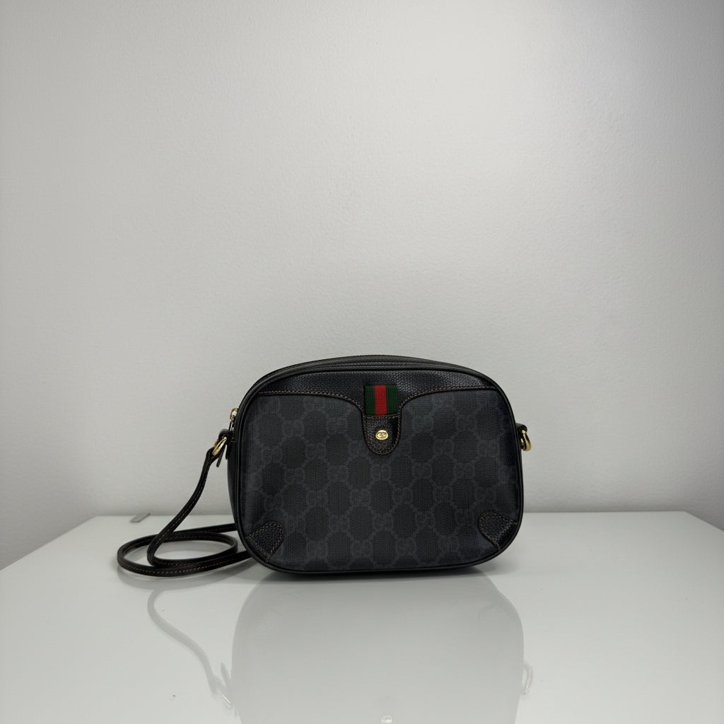 Gucci  Vintage GG Supreme Web Sherry Line Crossbody PVC Black