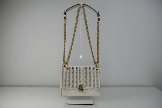 Fendi Kan I White Laser Cut Leather Bag