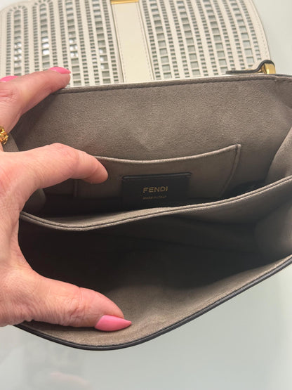 Fendi Kan I White Laser Cut Leather Bag