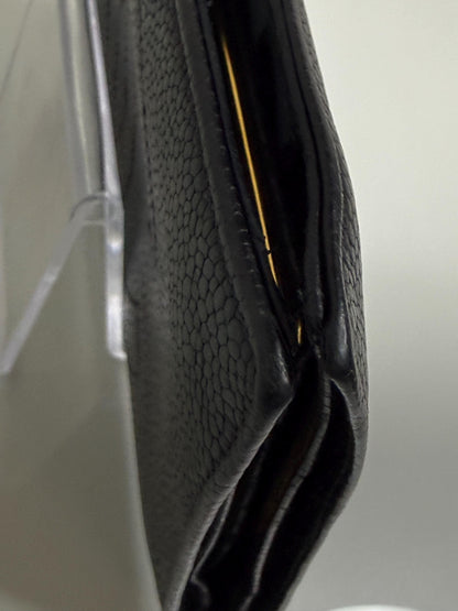 Chanel Coco Mark Black Caviar Leather Wallet