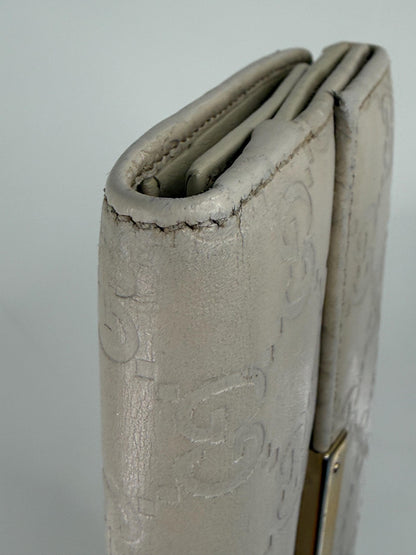 Gucci Guccissima Long Beige Leather Wallet