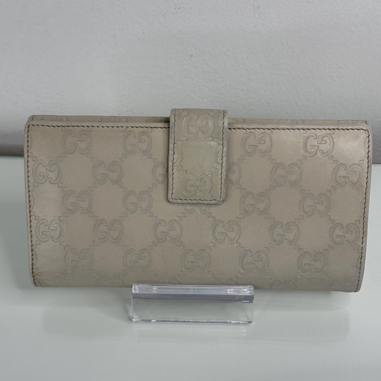 Gucci Guccissima Long Beige Leather Wallet